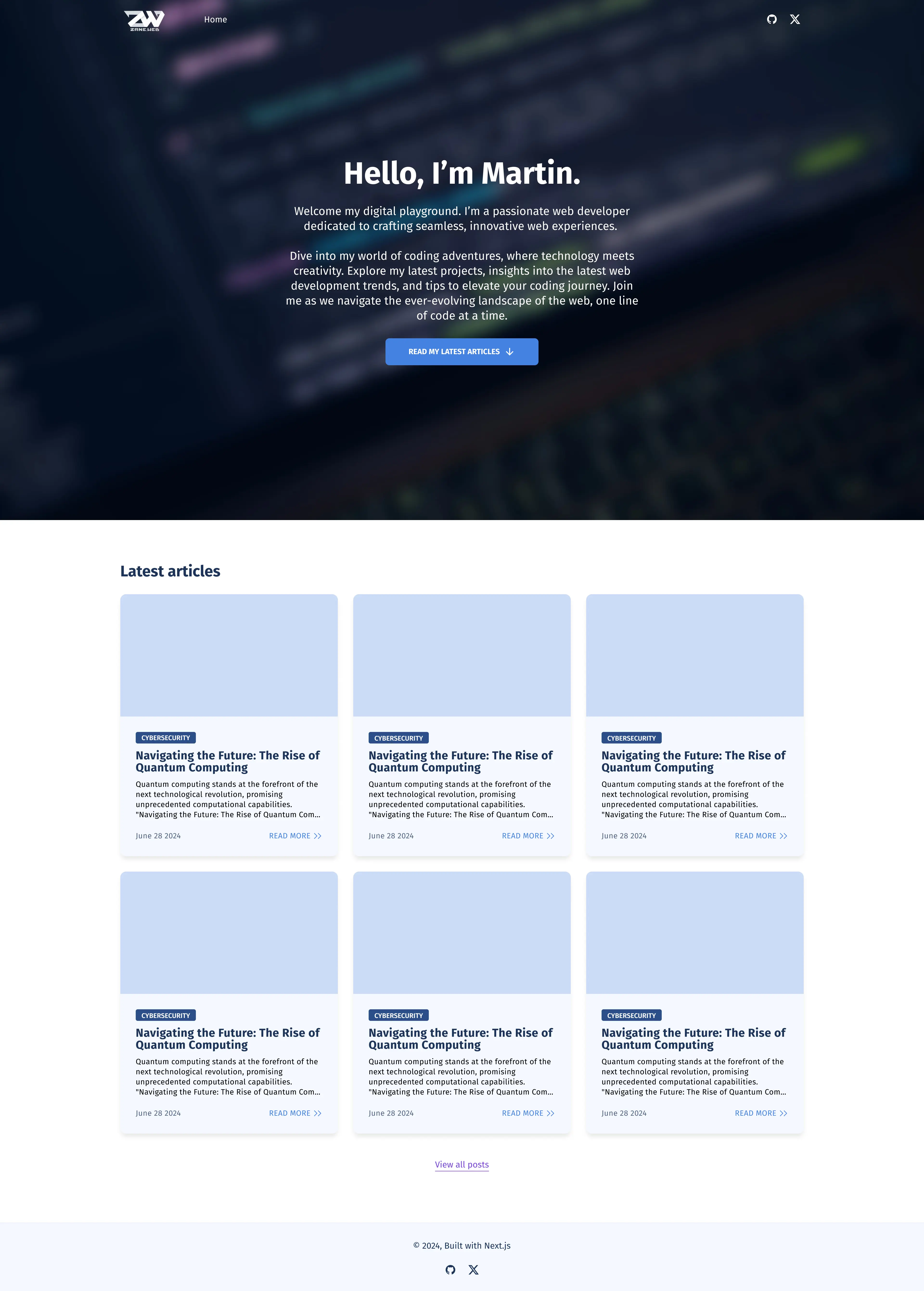 Final design of the home page in Figma