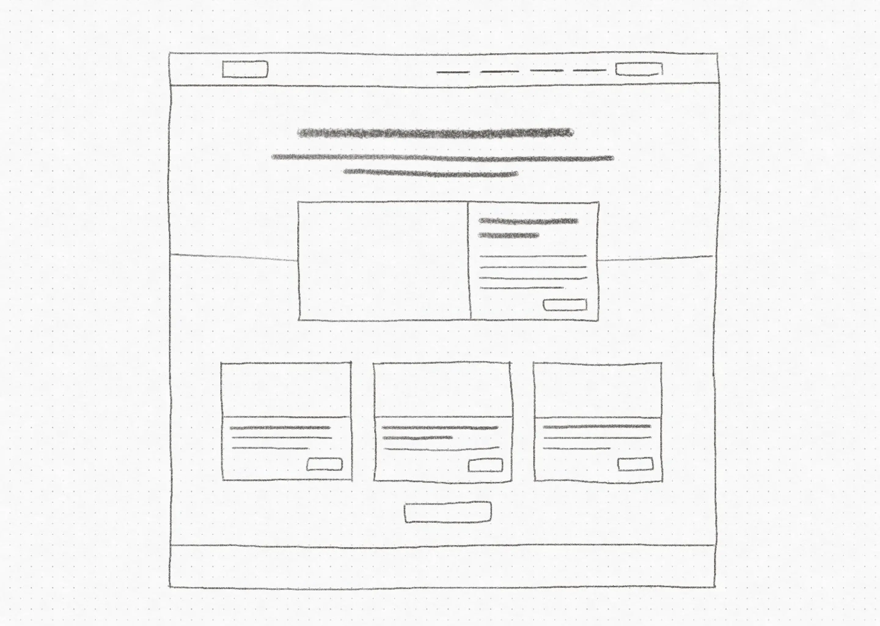 Wireframe sketch of the home page
